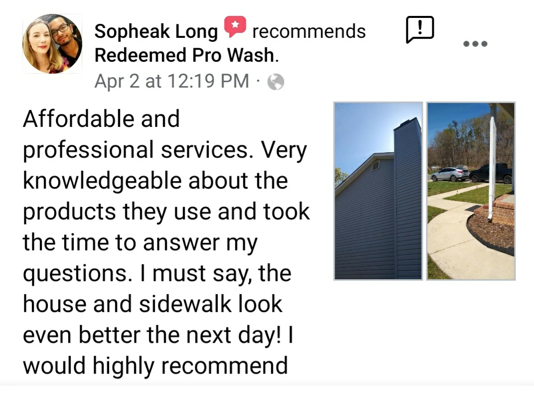 Facebook recommendation for Redeemed Pro Wash