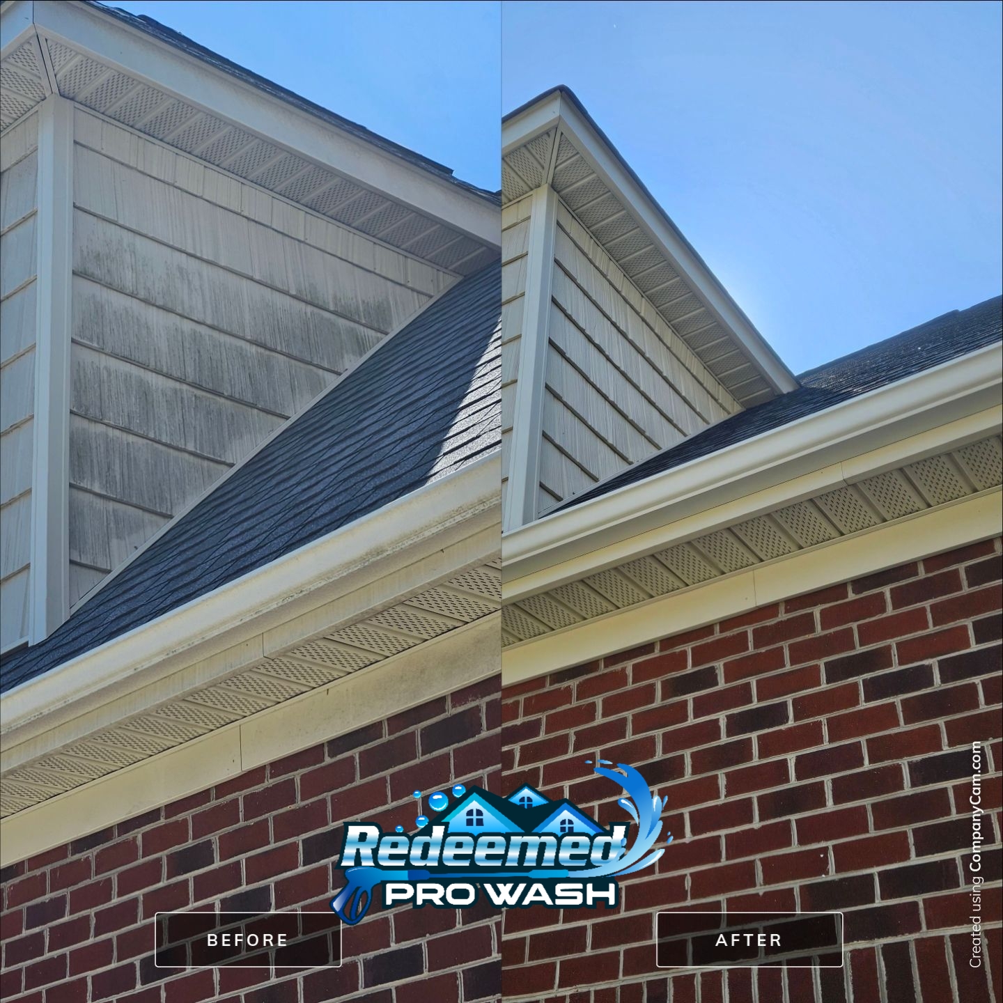 Before and after Brick Cleaning by Redeemed Pro Wash in North Carolina