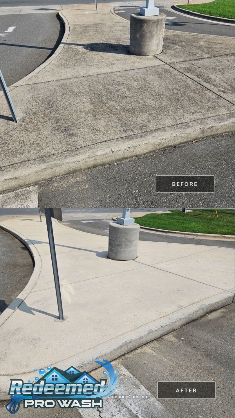 Before and after Concrete Cleaning by Redeemed Pro Wash in North Carolina