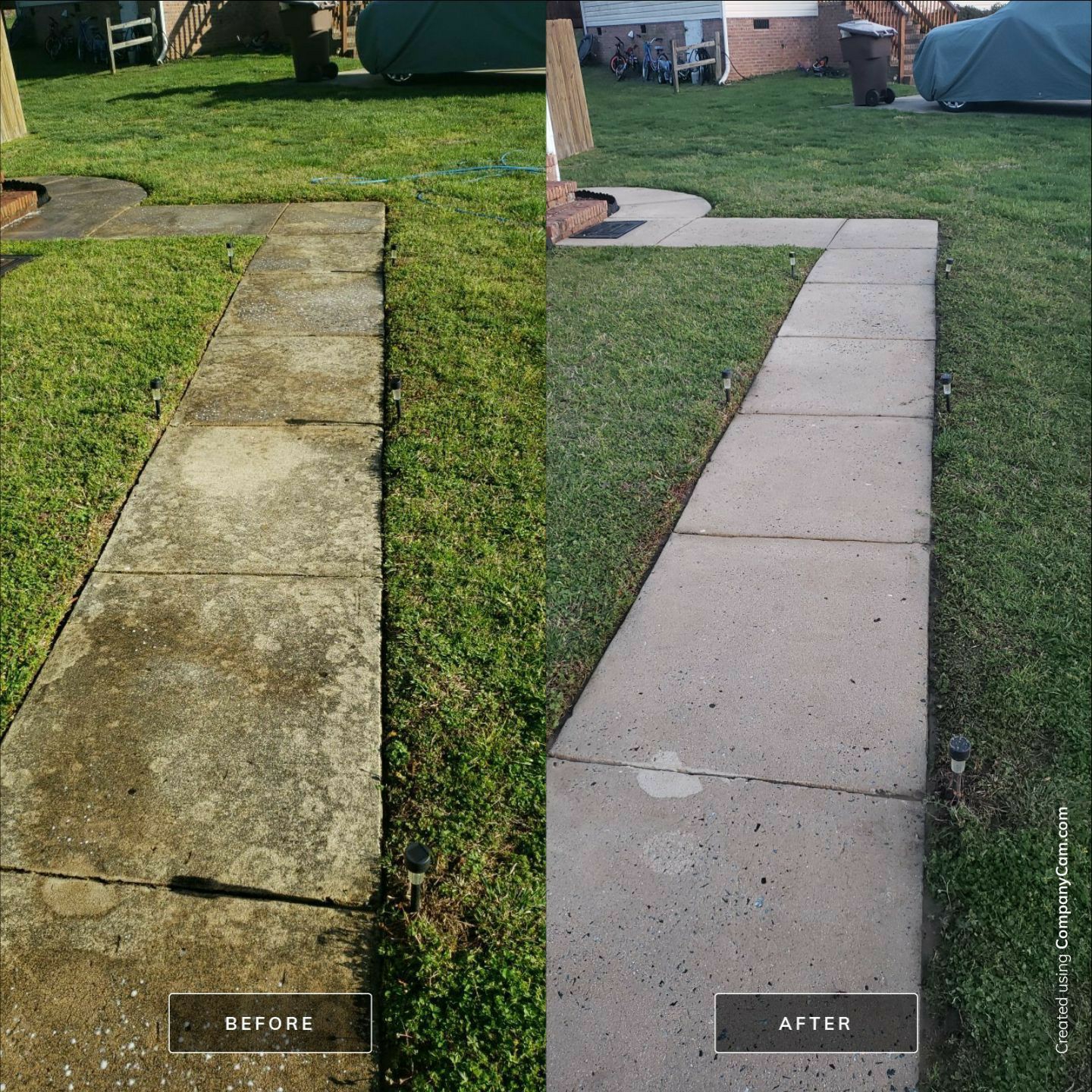 Before and after Sidewalk & Walkway by Redeemed Pro Wash in North Carolina